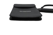 画像をギャラリービューアに読み込む, 新品同様 BALENCIAGA バレンシアガ カードケース ショルダーバッグ ブラック レザー シルバー金具 中古 53383