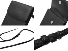画像をギャラリービューアに読み込む, 新品同様 BALENCIAGA バレンシアガ カードケース ショルダーバッグ ブラック レザー シルバー金具 中古 53383