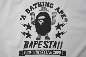 A BATHING APE アベイシングエイプ 半袖Ｔシャツ 全日本プロレス武藤敬司 15周年 2008 ホワイト コットン サイズXL 美品 中古 53459