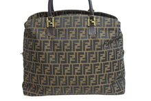 画像をギャラリービューアに読み込む, FENDI フェンディ ハンドバッグ ズッカ柄 ブラウン キャンバス レザー 4 14968/2 9 ゴールド金具 美品 中古 53559