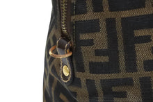 画像をギャラリービューアに読み込む, FENDI フェンディ ハンドバッグ ズッカ柄 ブラウン キャンバス レザー 4 14968/2 9 ゴールド金具 美品 中古 53559