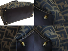画像をギャラリービューアに読み込む, FENDI フェンディ ハンドバッグ ズッカ柄 ブラウン キャンバス レザー 4 14968/2 9 ゴールド金具 美品 中古 53559