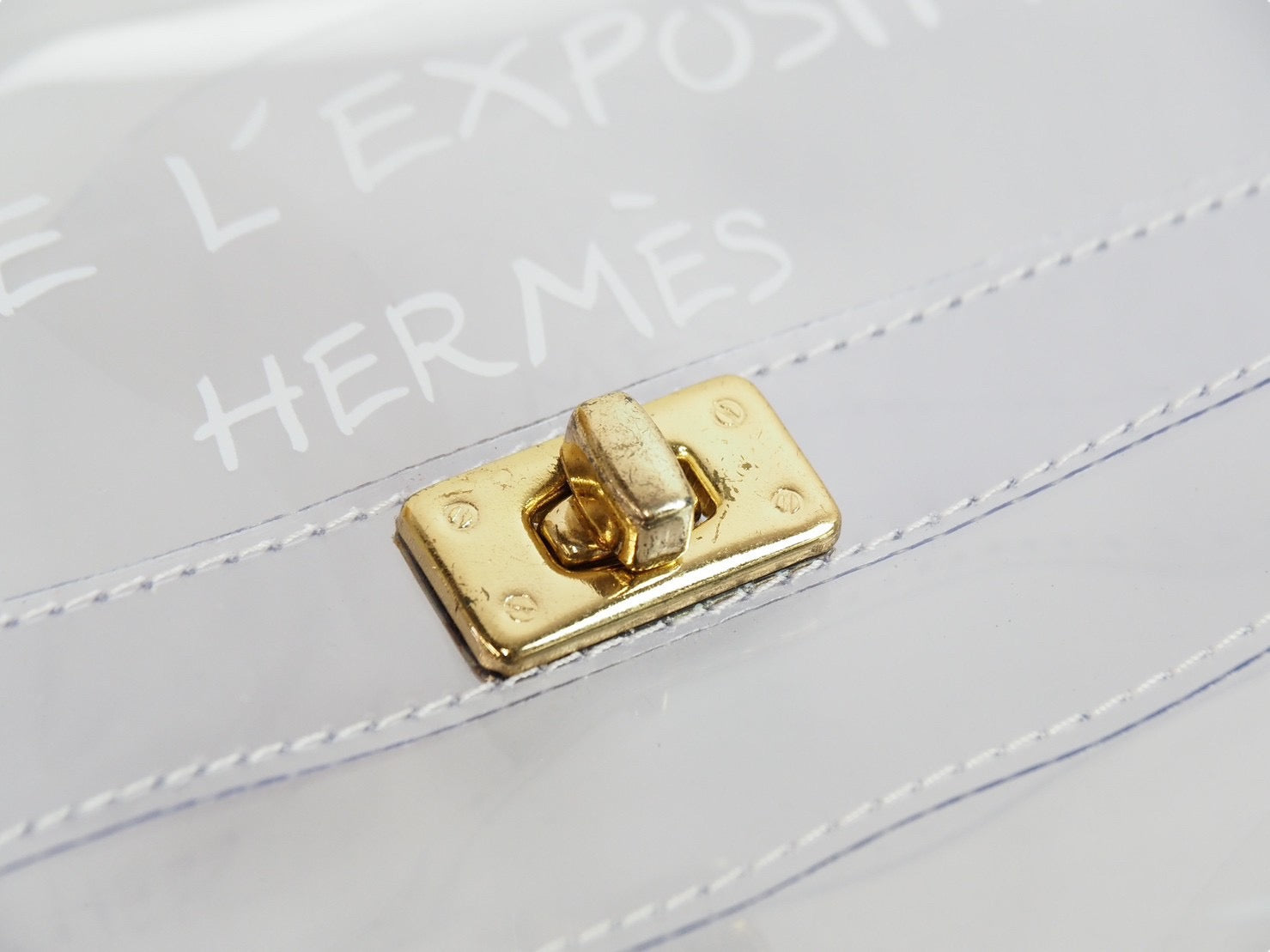 HERMES エルメス ビニール ケリー ヴィンテージ ハンドバッグ ターンロック式 スケルトン クリア ゴールド金具 美品 中古 53583 –  Casanova Vintage