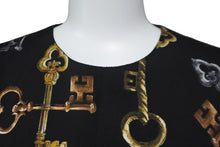 画像をギャラリービューアに読み込む, DOLCE&amp;GABBANA ドルチェアンドガッバーナ ドレス 鍵柄 イタリア製 シルク エラスタン ブラック サイズ36 美品 中古 53609