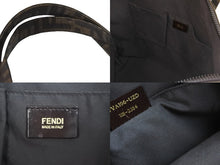 画像をギャラリービューアに読み込む, FENDI フェンディ ズッカ柄 トートバッグ 7VA-196-UZD ファスナー開閉 ブラック ブラウン 美品 中古 53638