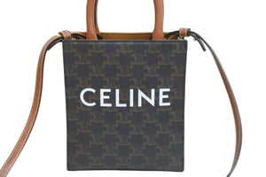 CELINE セリーヌ ミニ バーティカルカバ トリオンフ 2WAY ショルダーバッグ ブラウン 194372BZK.04LU 美品 中古 53653