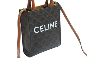 CELINE セリーヌ ミニ バーティカルカバ トリオンフ 2WAY ショルダーバッグ ブラウン 194372BZK.04LU 美品 中古 53653