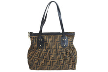画像をギャラリービューアに読み込む, FENDI フェンディ ハンドバッグ トートバッグ ズッカ柄 2308-8BR355-JWU-039 ブラウン キャンバス レザー ゴールド金具 中古 53658