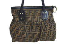 画像をギャラリービューアに読み込む, FENDI フェンディ ハンドバッグ トートバッグ ズッカ柄 2308-8BR355-JWU-039 ブラウン キャンバス レザー ゴールド金具 中古 53658