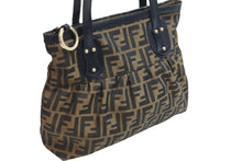 画像をギャラリービューアに読み込む, FENDI フェンディ ハンドバッグ トートバッグ ズッカ柄 2308-8BR355-JWU-039 ブラウン キャンバス レザー ゴールド金具 中古 53658