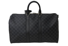 画像をギャラリービューアに読み込む, 極美品 LOUIS VUITTON ルイヴィトン ボストン キーポルバンドリエール45 ダミエグラフィット N41418 ブラック シルバー金具 53684