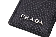 Load image into Gallery viewer, 極美品 PRADA プラダ キーリング キーホルダー 2TL254 イタリア製 サフィアーノレザー メタル ブラック グレー シルバー 中古 53689
