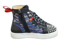画像をギャラリービューアに読み込む, Christian Louboutin クリスチャンルブタン スニーカー スタッズ 迷彩 サイドジップ 1170699 ネイビー ブラック 40 美品 中古 53700