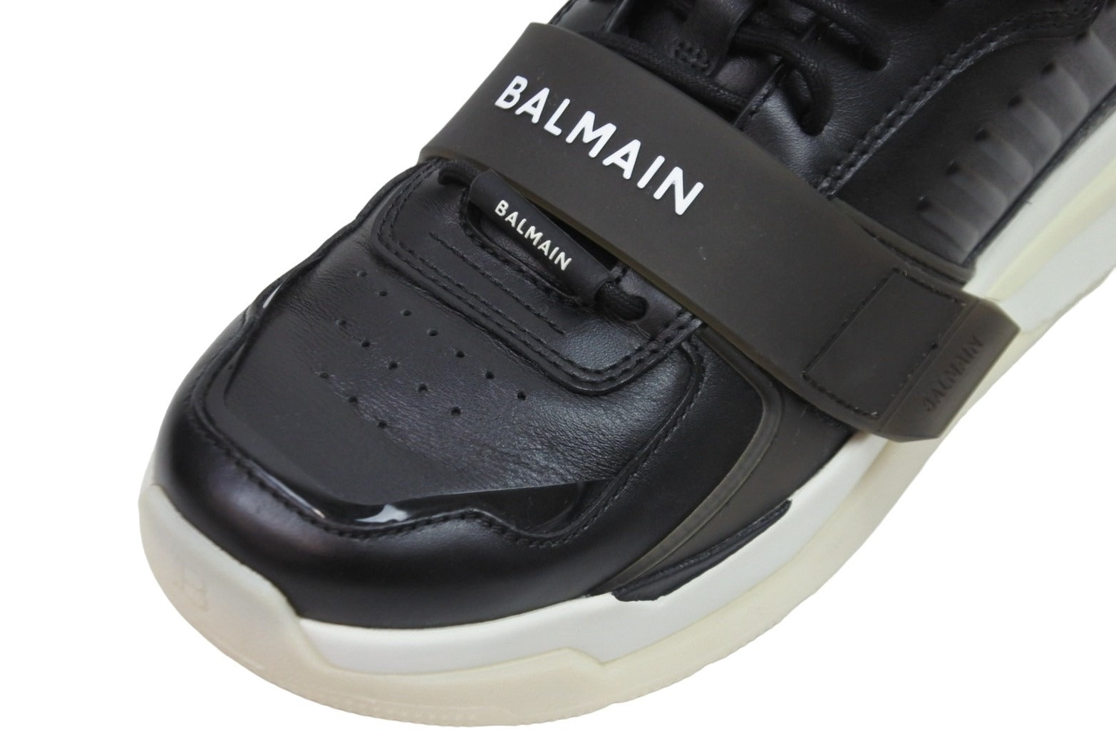 極美品 BALMAIN バルマン スニーカー ロゴバンド付き ハイカット ...