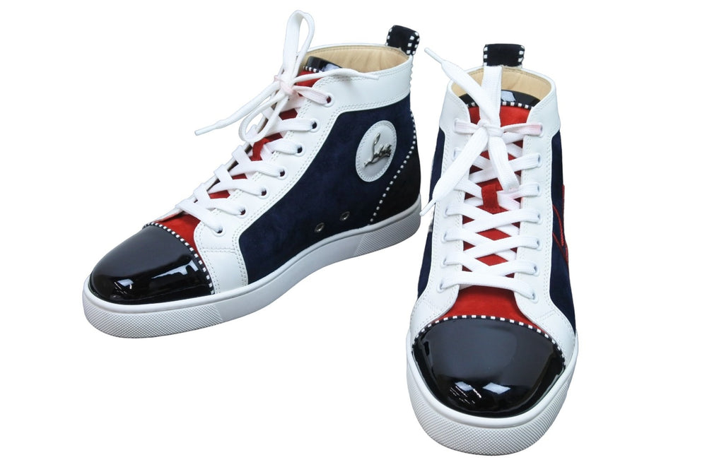 Christian Louboutin Sneakers High Cut Logo Leather Enamel Suede Size 40 Good Condition Used 53714