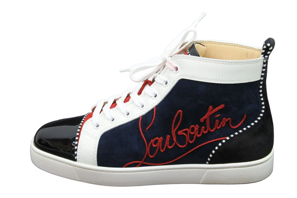 Christian Louboutin クリスチャンルブタン スニーカー ハイカット ロゴ レザー エナメル スエード サイズ40 美品 中古 53714