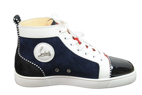 Christian Louboutin クリスチャンルブタン スニーカー ハイカット ロゴ レザー エナメル スエード サイズ40 美品 中古 53714