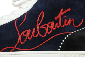 Christian Louboutin クリスチャンルブタン スニーカー ハイカット ロゴ レザー エナメル スエード サイズ40 美品 中古 53714