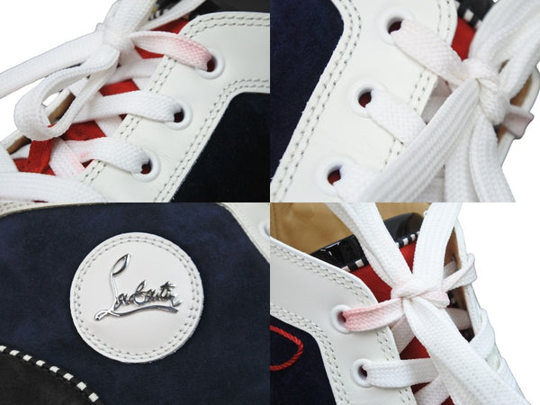 Christian Louboutin クリスチャンルブタン スニーカー ハイカット ロゴ レザー エナメル スエード サイズ40 美品 中古 53714