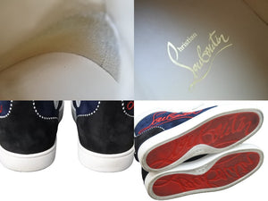 Christian Louboutin クリスチャンルブタン スニーカー ハイカット ロゴ レザー エナメル スエード サイズ40 美品 中古 53714