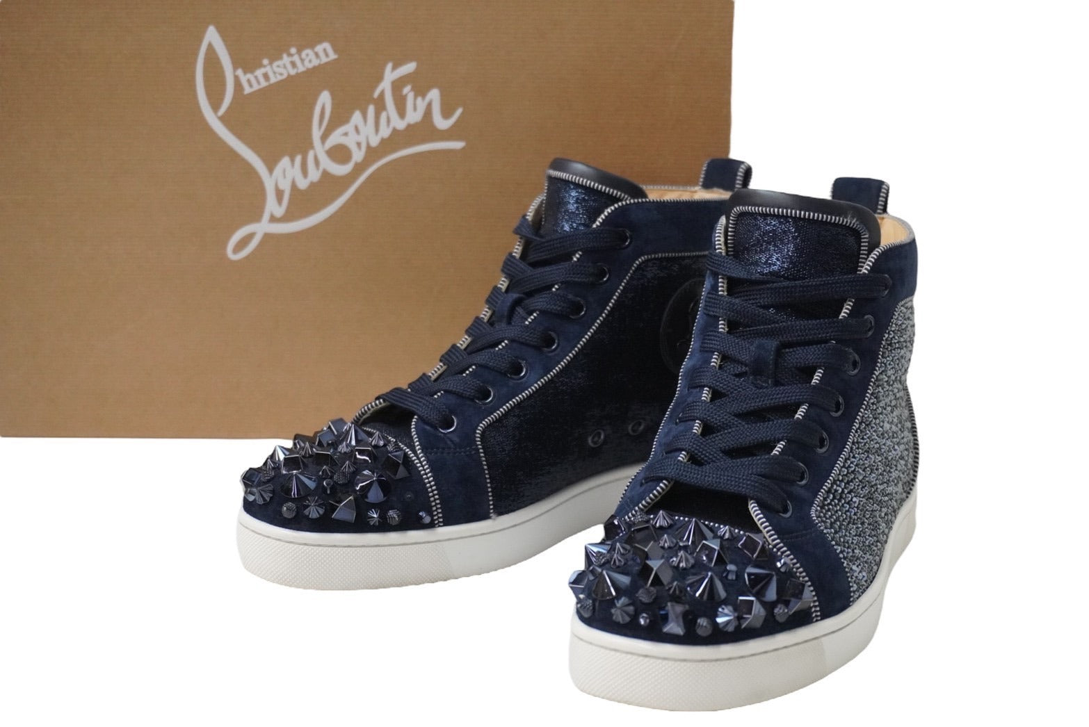 ChristianLouboutin クリスチャンルブタン ハイカット スニーカー LOUMIX2019FLATVV ネイビー ホワイト サイズ40  美品 中古 53738 – Casanova Vintage