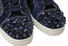 画像をギャラリービューアに読み込む, ChristianLouboutin クリスチャンルブタン ハイカット スニーカー LOUMIX2019FLATVV ネイビー ホワイト サイズ40 美品 中古 53738