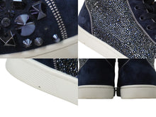 画像をギャラリービューアに読み込む, ChristianLouboutin クリスチャンルブタン ハイカット スニーカー LOUMIX2019FLATVV ネイビー ホワイト サイズ40 美品 中古 53738