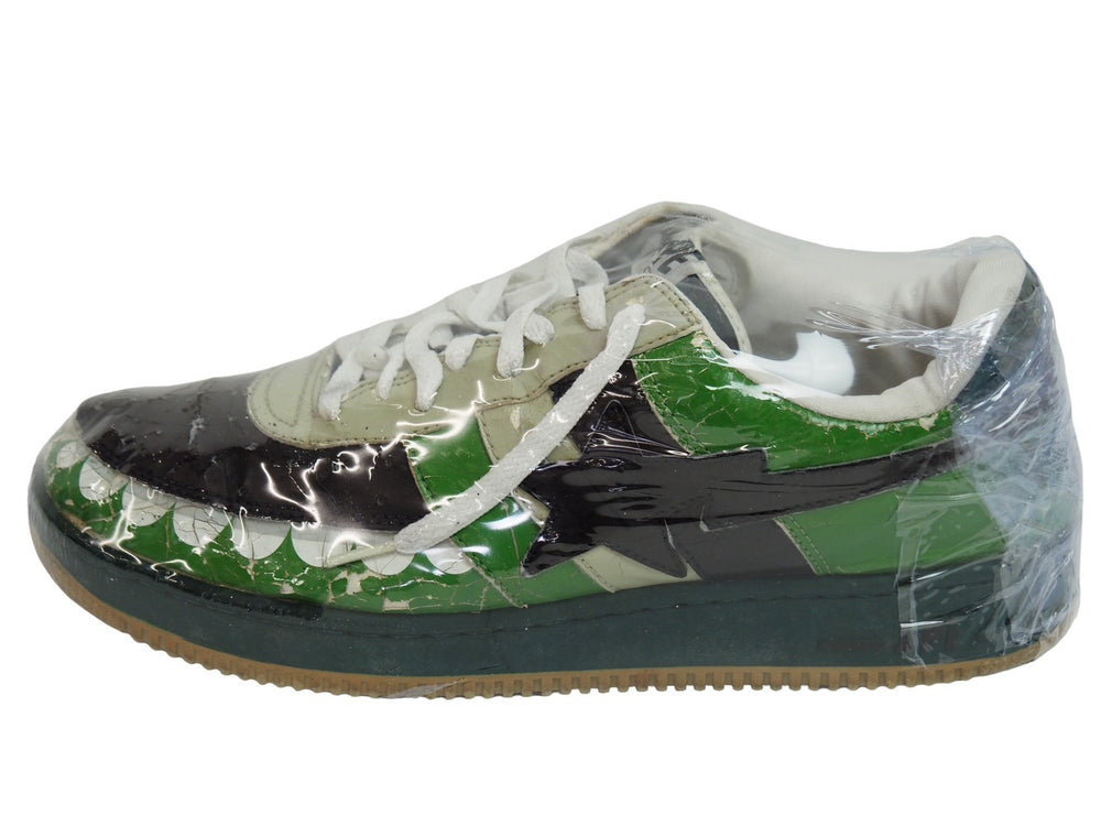 A BATHING APE × KAWS BAPE STA アベイシングエイプ カウズ ベイプスタ スニーカー グリーン 靴 29cm 中古 53775