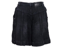 画像をギャラリービューアに読み込む, CHANEL シャネル デニムショートパンツ ココマーク P60803V46402 ベルト一体型 ブラック シルバー金具 サイズ36 美品 中古 53816