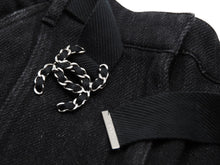 画像をギャラリービューアに読み込む, CHANEL シャネル デニムショートパンツ ココマーク P60803V46402 ベルト一体型 ブラック シルバー金具 サイズ36 美品 中古 53816