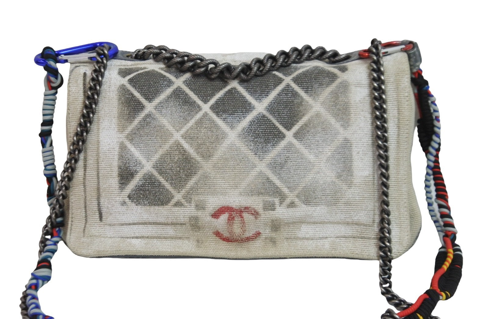 名作 CHANEL シャネル マトラッセ チェーン ショルダーバッグ アクト2 キャンバス グレー 19番台 ペンキ 美品 中古 53833 –  Casanova Vintage