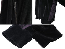 画像をギャラリービューアに読み込む, 極美品 Needles ニードルス ジャージ トラックジャケット サイズXL JO227 ベロア ブラック パープル 中古 53854