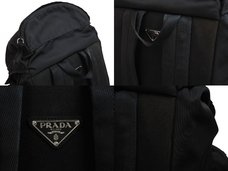 PRADA プラダ リュックサック デイパック トライアングルロゴ V136 ナイロン ブラック シルバー金具 美品 中古 53883 –  Casanova Vintage