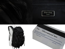 Load image into Gallery viewer, PRADA プラダ リュックサック デイパック トライアングルロゴ V136 ナイロン ブラック シルバー金具 美品 中古 53883