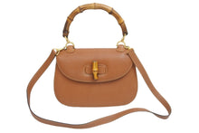 画像をギャラリービューアに読み込む, GUCCI グッチ バンブー 2WAYバッグ ハンドバッグ ショルダーバッグ 000 1951 0633 レザー ブラウン ゴールド金具 美品 中古 54066