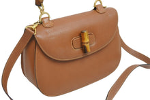 画像をギャラリービューアに読み込む, GUCCI グッチ バンブー 2WAYバッグ ハンドバッグ ショルダーバッグ 000 1951 0633 レザー ブラウン ゴールド金具 美品 中古 54066