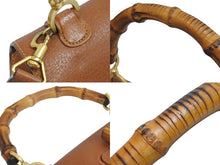 画像をギャラリービューアに読み込む, GUCCI グッチ バンブー 2WAYバッグ ハンドバッグ ショルダーバッグ 000 1951 0633 レザー ブラウン ゴールド金具 美品 中古 54066