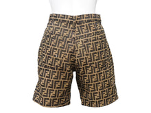 画像をギャラリービューアに読み込む, FENDI フェンディ ショートパンツ ズッカ柄 ブラウン F809/64 ポリエステル コットン レジン モダール サイズ38 美品 中古 54070