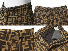 画像をギャラリービューアに読み込む, FENDI フェンディ ショートパンツ ズッカ柄 ブラウン F809/64 ポリエステル コットン レジン モダール サイズ38 美品 中古 54070