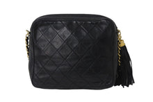 画像をギャラリービューアに読み込む, CHANEL シャネル マトラッセ タッセル チェーンショルダーバッグ フリンジ付き 0番台 ラムスキン ブラック 美品 中古 54084