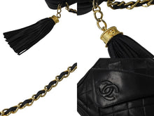 画像をギャラリービューアに読み込む, CHANEL シャネル マトラッセ タッセル チェーンショルダーバッグ フリンジ付き 0番台 ラムスキン ブラック 美品 中古 54084