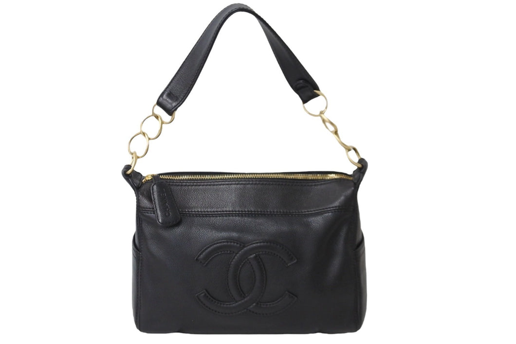 CHANEL シャネル ココマーク ワンショルダーバッグ 8番台 キャビアスキン GP ブラック ゴールド金具 美品 中古 54141 –  Casanova Vintage