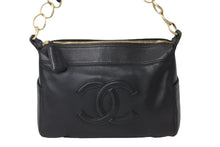 画像をギャラリービューアに読み込む, CHANEL シャネル ココマーク ワンショルダーバッグ 8番台 キャビアスキン GP ブラック ゴールド金具 美品 中古 54141
