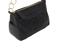 画像をギャラリービューアに読み込む, CHANEL シャネル ココマーク ワンショルダーバッグ 8番台 キャビアスキン GP ブラック ゴールド金具 美品 中古 54141