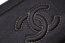 画像をギャラリービューアに読み込む, 極美品 CHANEL シャネル ココマーク パスケース カードケース 23番台 キャビアスキン ブラック ホワイト 中古 54169