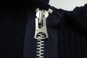 Sacai サカイ ニット ジップアップセーター トップス ラップカラー 19AW ネイビー ウール サイズ1 19-02124M 美品 中古 54206
