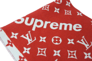 極美品 LOUIS VUITTON ルイ・ヴィトン スカーフ Supremeコラボ モノグラム MP1890 ウール カシミヤ 中古 54224