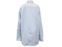 画像をギャラリービューアに読み込む, BALENCIAGA バレンシアガ 長袖シャツ 18年 バックプリントシャツ ブルー コットン サイズ37 C630556878TYB185840 良品 中古 54254