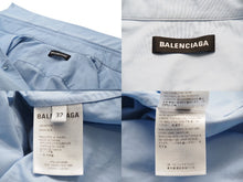 画像をギャラリービューアに読み込む, BALENCIAGA バレンシアガ 長袖シャツ 18年 バックプリントシャツ ブルー コットン サイズ37 C630556878TYB185840 良品 中古 54254