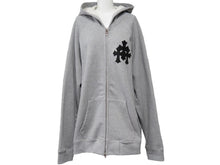 Load image into Gallery viewer, 極美品 CHROME HEARTS クロムハーツ ワイノットラグランスリーブジップアップパーカー グレー ブラック サイズXXL 中古 54256